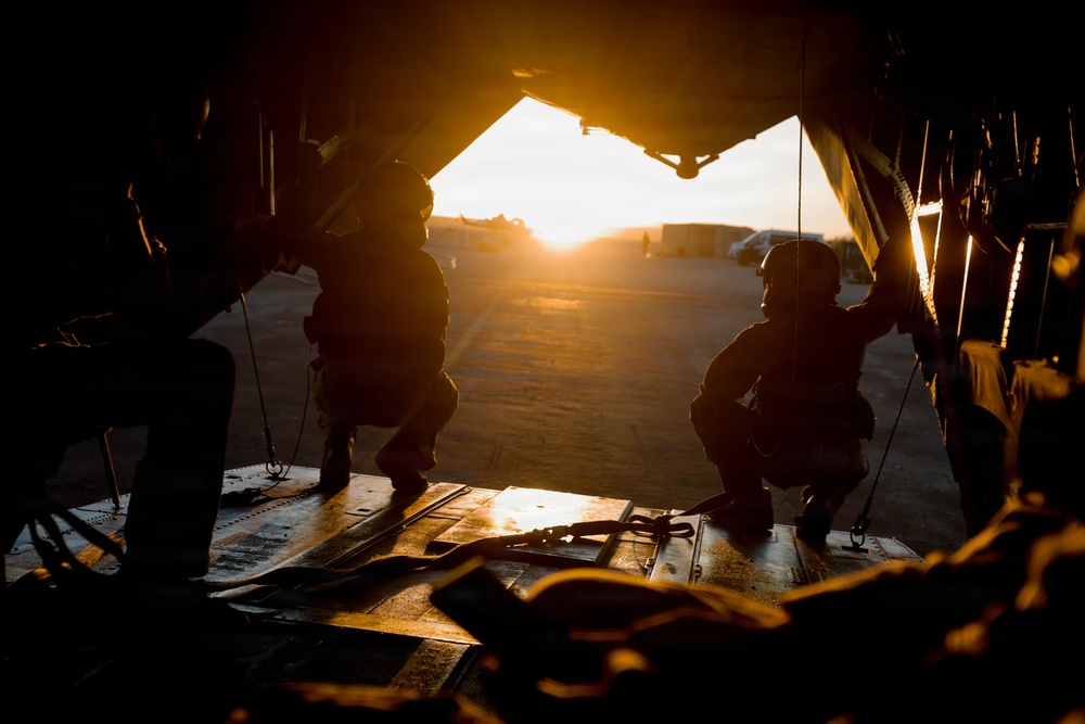 U.S. Marines with Combat Logistics Battalion 2 conduct a personnel jump at MCAGCC