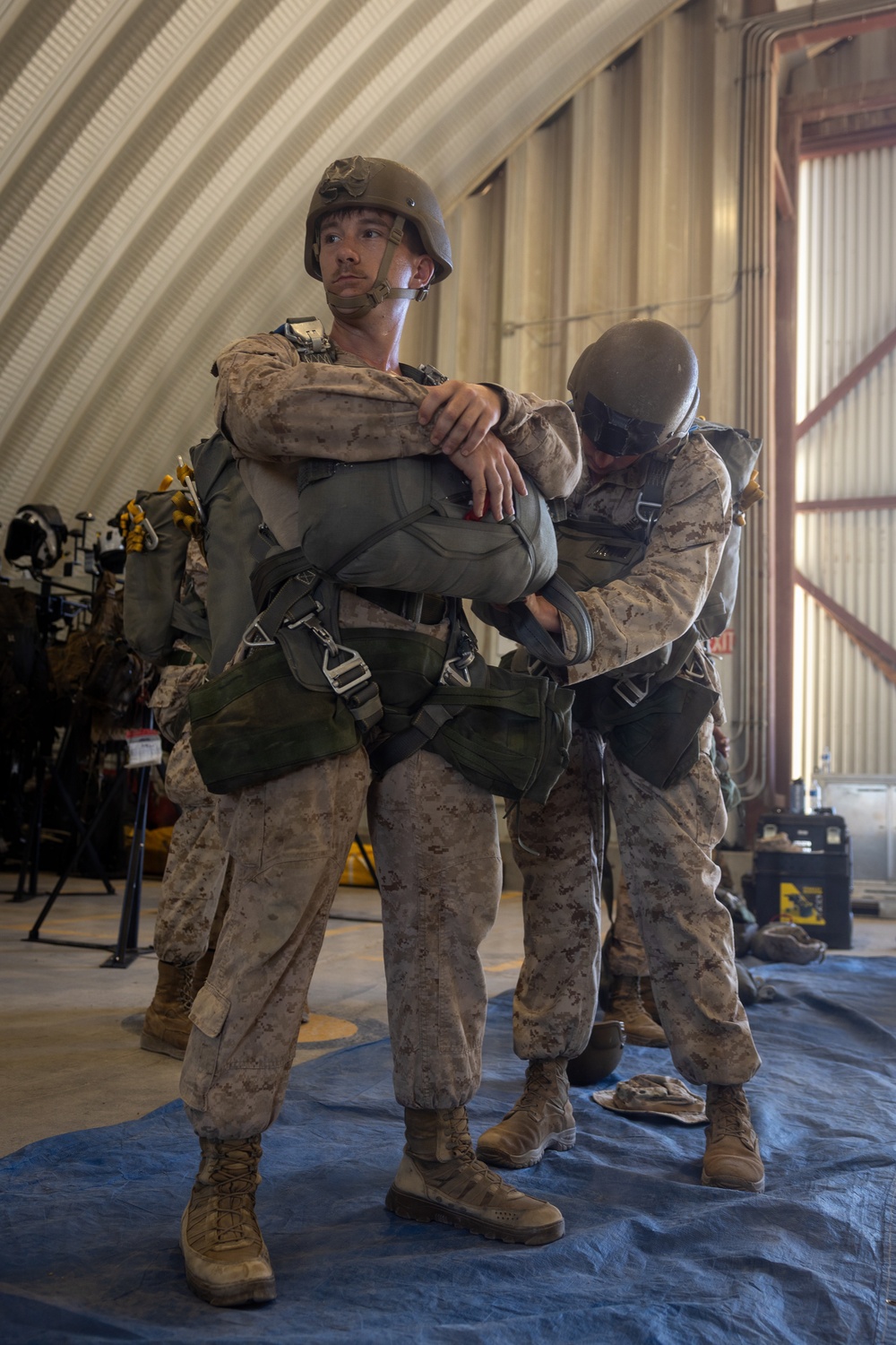 Marines with Combat Logistics Battalion conduct a personnel jump during SLTE 4-26
