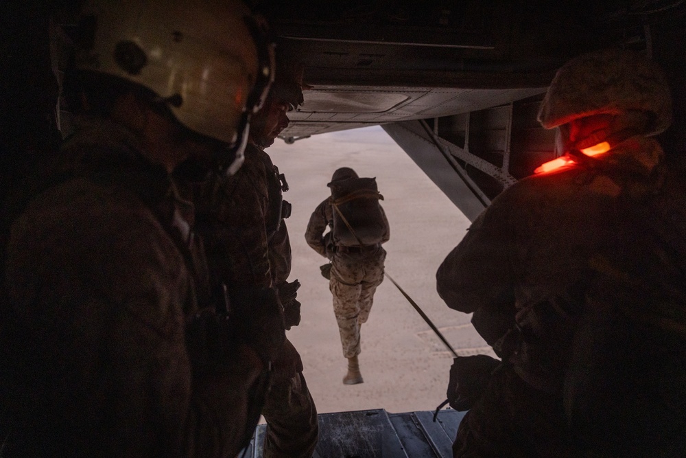 Marines with Combat Logistics Battalion conduct a personnel jump during SLTE 4-26