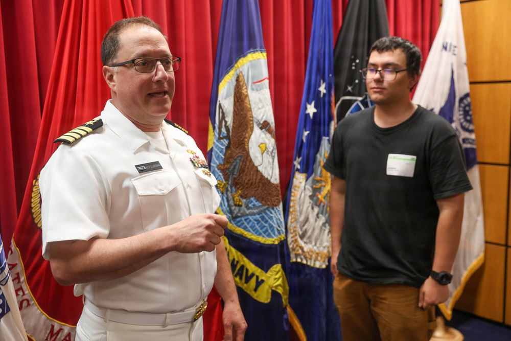 Navy Captain administers Oath of Enlistment for Son on Last Day of Navy Career