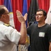 Navy Captain administers Oath of Enlistment for Son on Last Day of Navy Career