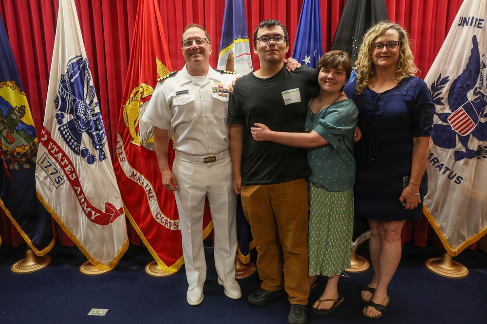 Navy Captain administers Oath of Enlistment for Son on Last Day of Navy Career