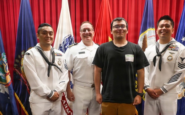 Navy Captain administers Oath of Enlistment for Son on Last Day of Navy Career