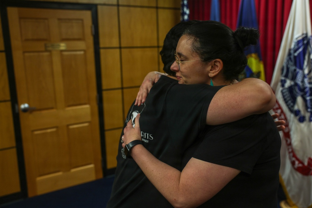 Navy Captain administers Oath of Enlistment for Son on Last Day of Navy Career