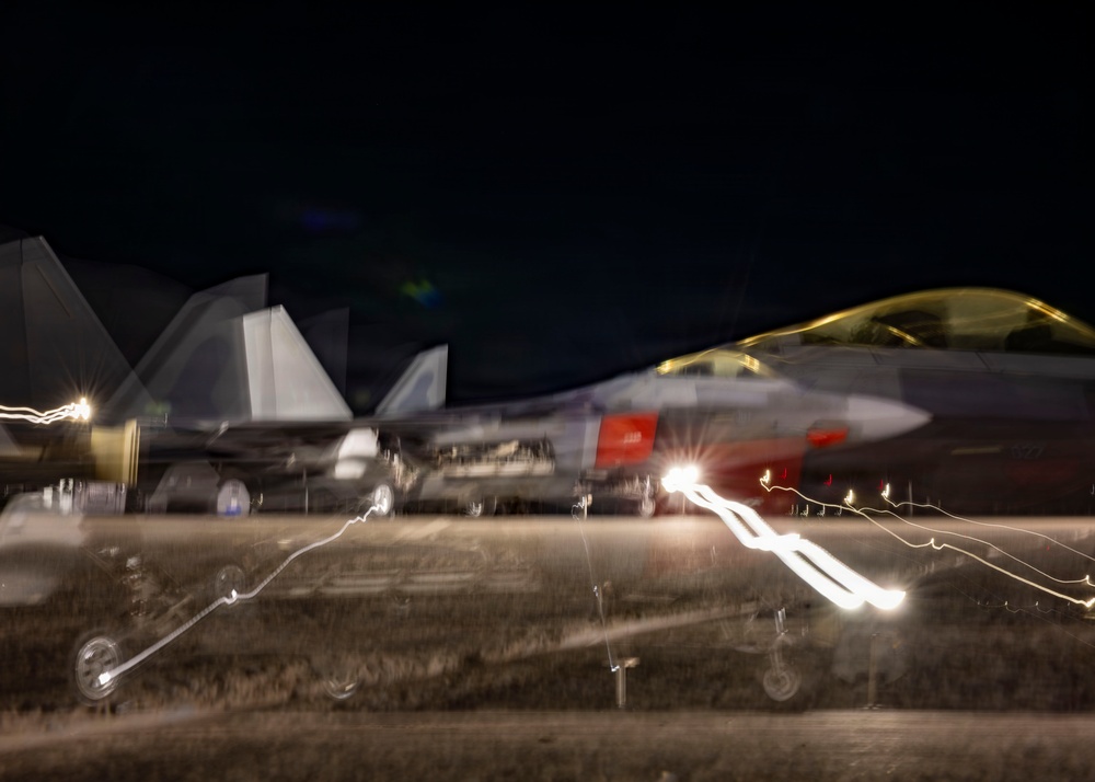 F-22 Raptor under the lights