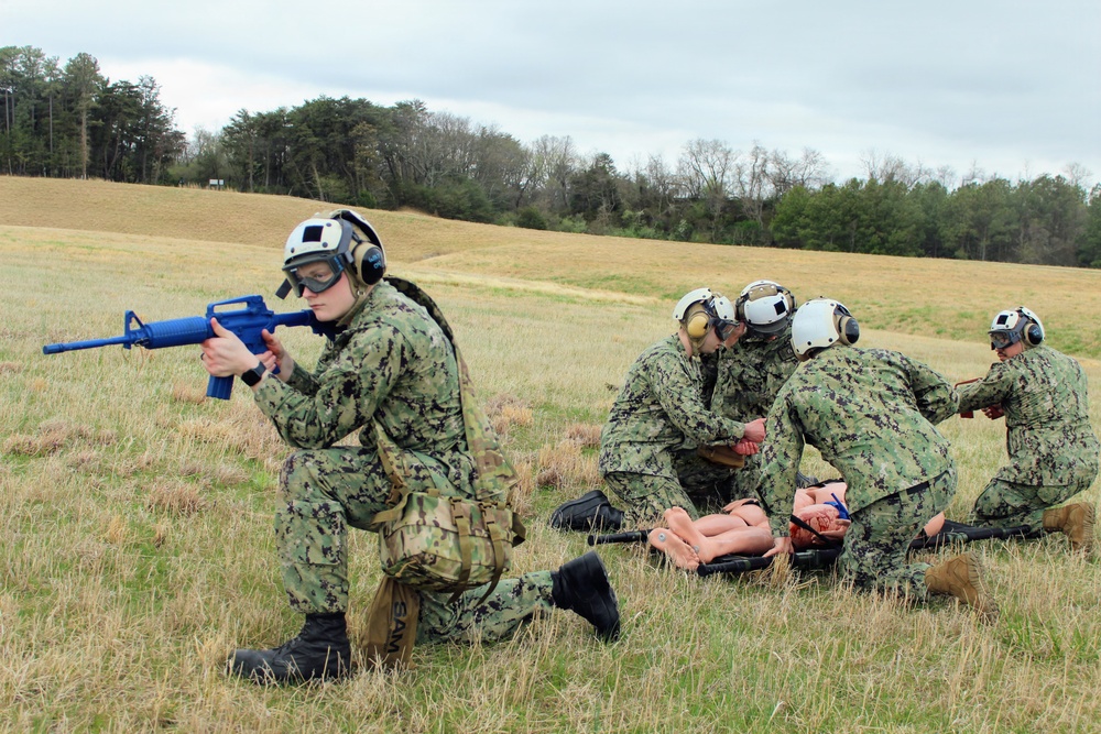 Corpsmen Simulate Care Under Fire During Training Evolution