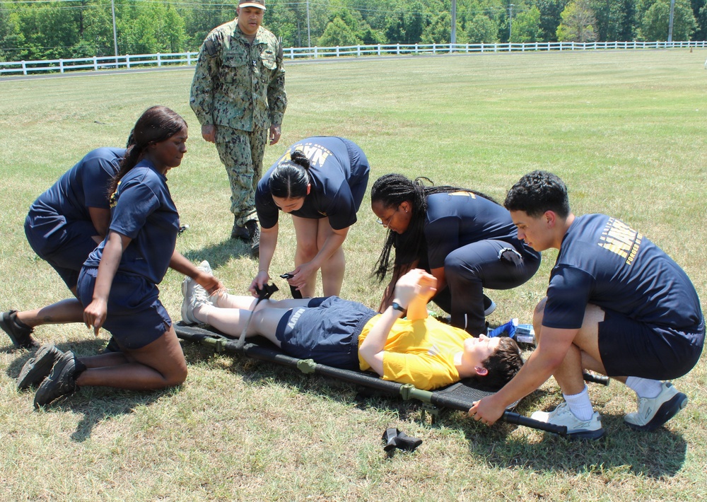 Navy Medical Team Rehearses Casualty Transport Under Senior Corpsman Guidance