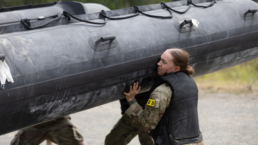 U.S. Army Europe and Africa Best Squad Competitors Conduct Zodiac Water Crossing