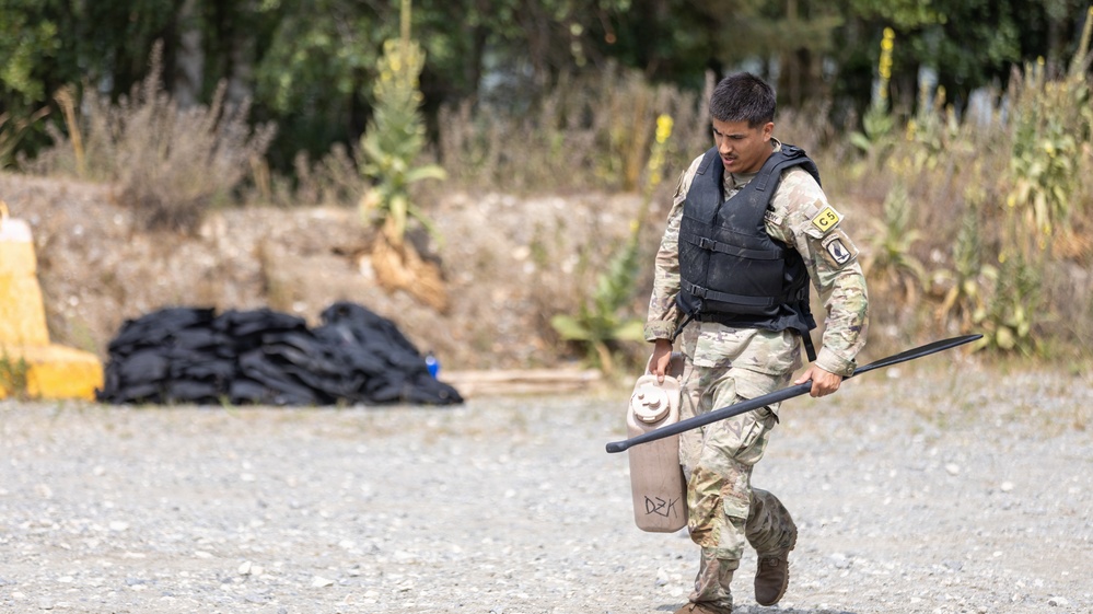 U.S. Army Europe and Africa Best Squad Competitors Conduct Zodiac Water Crossing