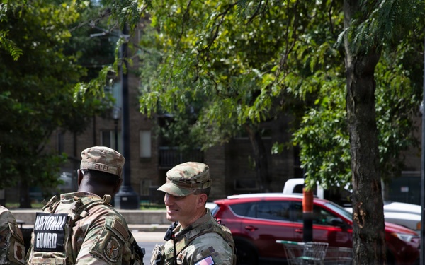JTF-DC Georgia Guardsmen patrol at Starburst Plaza