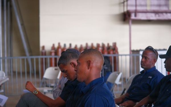 U.S. Service Members attend JRSOI brief for PANAMAX