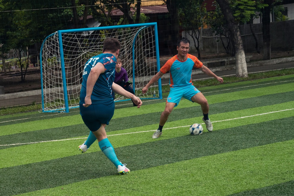 George Washington Sailors Play Soccer with Vietnamese Sailors