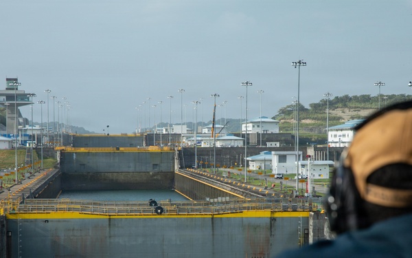 LCF-24: USS San Antonio Straddles the Caribbean Sea and Pacific in Panama