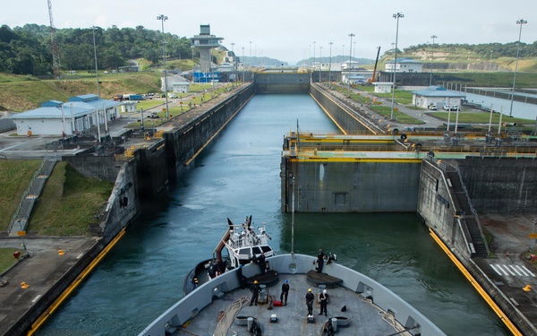 LCF-24: USS San Antonio Straddles the Caribbean Sea and Pacific in Panama