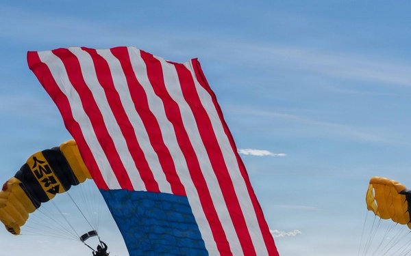The U.S. Army Parachute Team jumps for Arctic Lightning Open House