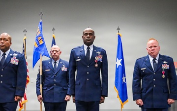 U.S. Air Force Col. Sheldon Wilson relinquishes command of the 165th Airlift Wing to Col. Ronald Alligood
