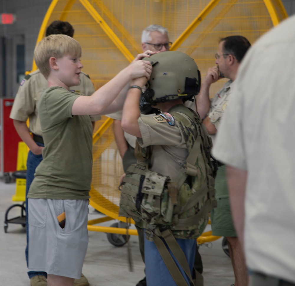 Boy Scouts of America (Cabot, AR) participate in Equipment Preparations and Flights on UH-60 Blackhawks