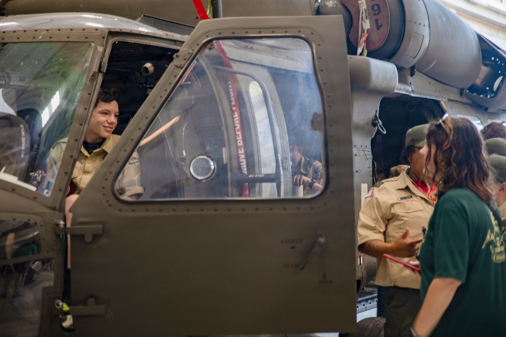 Boy Scouts of America (Cabot, AR) participate in Equipment Preparations and Flights on UH-60 Blackhawks
