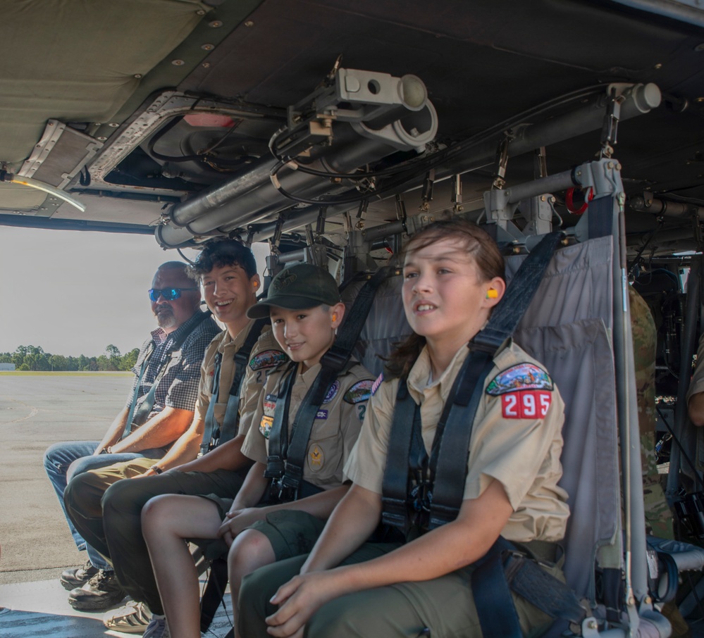 Boy Scouts of America (Cabot, AR) participate in Equipment Preparations and Flights on UH-60 Blackhawks