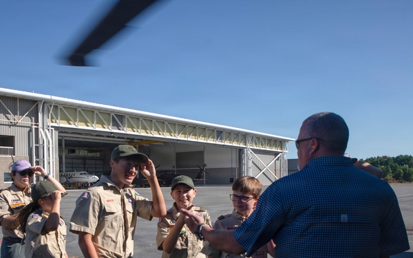 Boy Scouts of America (Cabot, AR) participate in Equipment Preparations and Flights on UH-60 Blackhawks