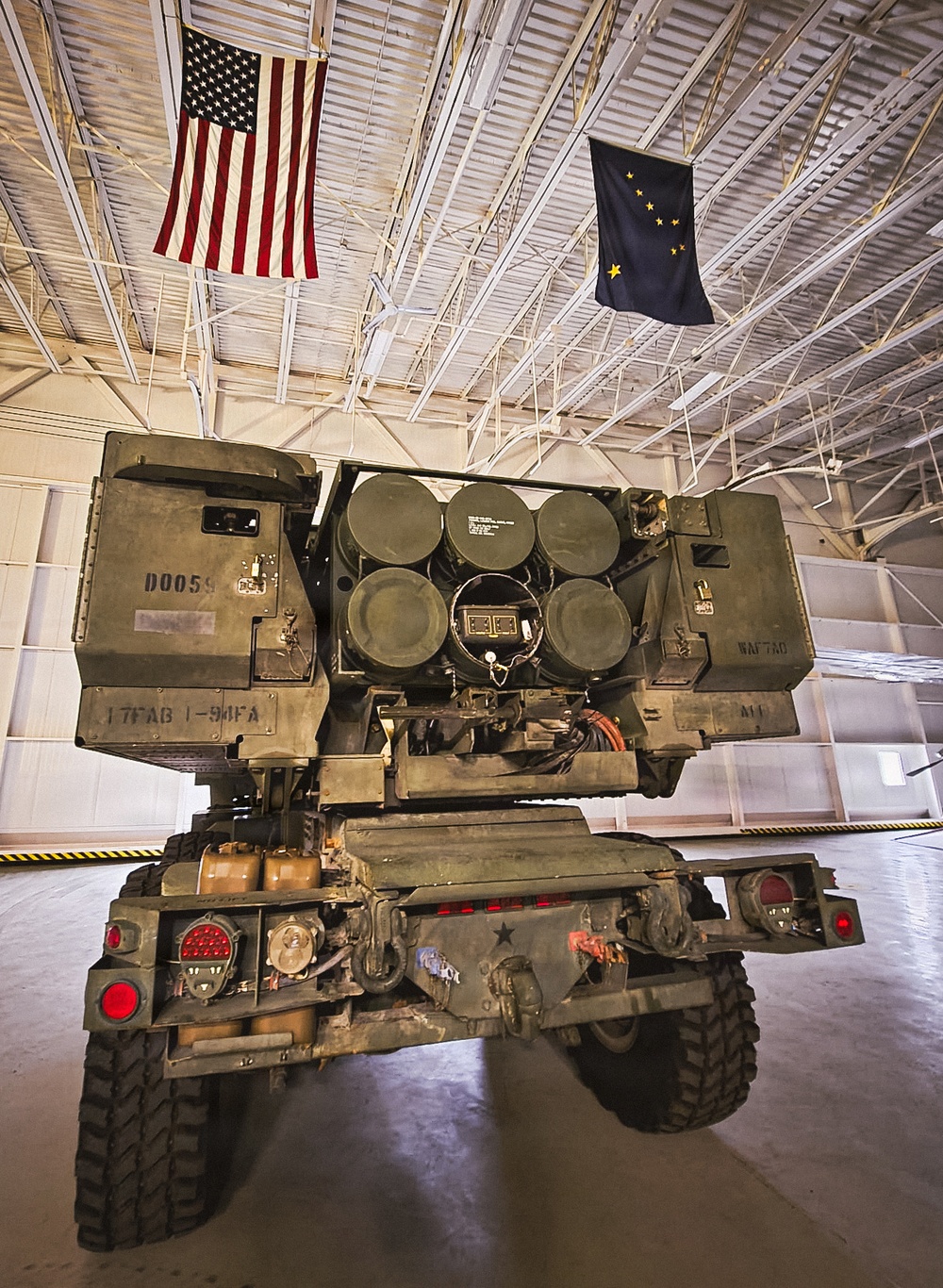 HIMARS Stages at Alaska National Guard Hangar During Operation Tundra Merlin