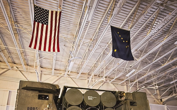 HIMARS Stages at Alaska National Guard Hangar During Operation Tundra Merlin