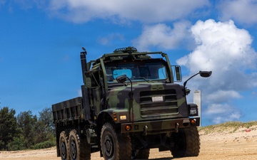U.S. Marines Conduct Littoral Maneuvers with Medium Tactical Vehicle Replacements