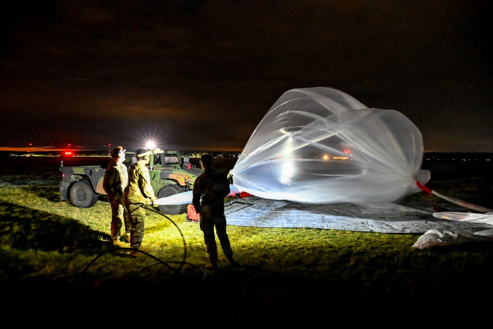 Soldiers Launch Balloons in Poland