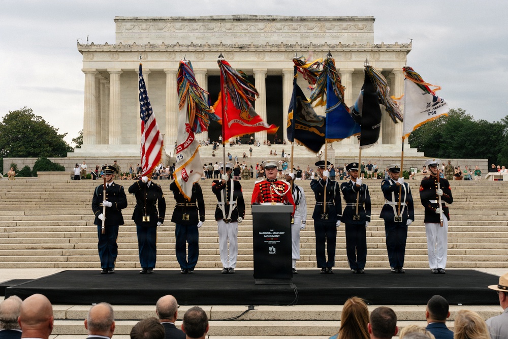 Master Gunnery Sgt. Kevin Bennear Sings the National Anthem at the National Military Monument