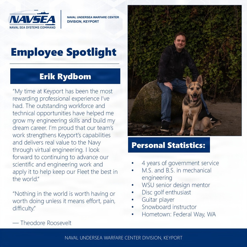 NUWC Division, Keyport Employee Spotlight: Erik Rydbom