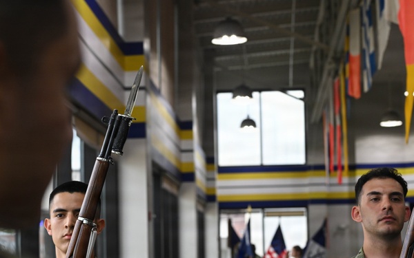 U.S. Navy Sailors Conduct Honor Guard Drill Training