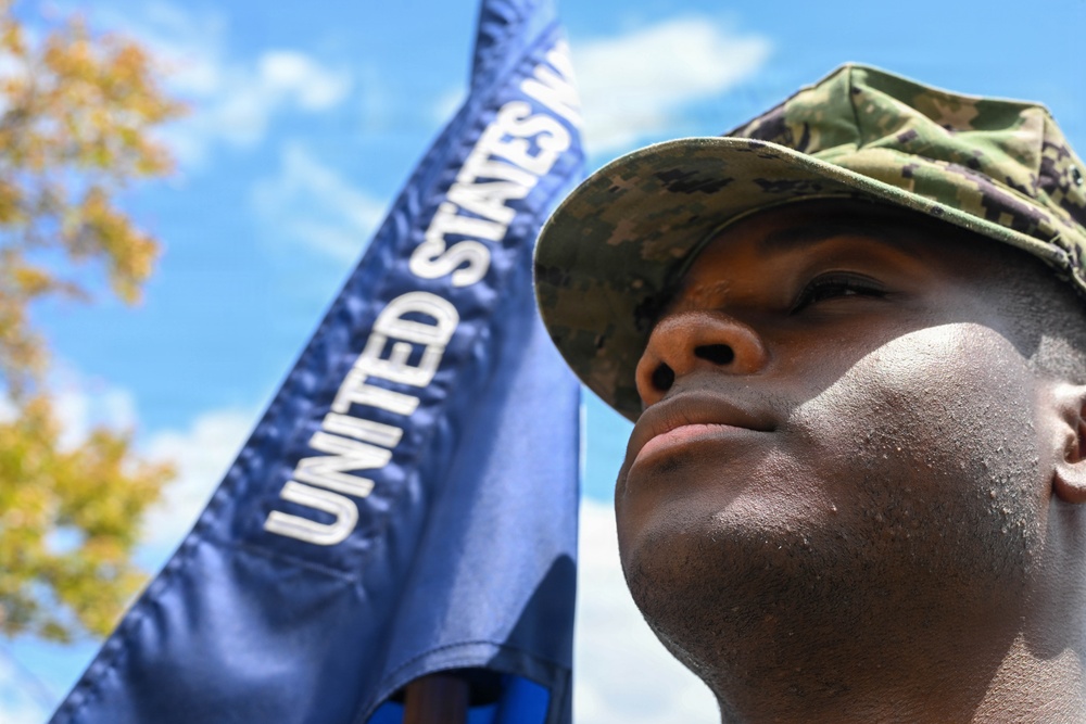 U.S. Navy Sailors Conduct Honor Guard Drill Training
