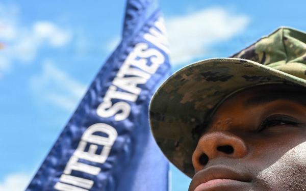 U.S. Navy Sailors Conduct Honor Guard Drill Training