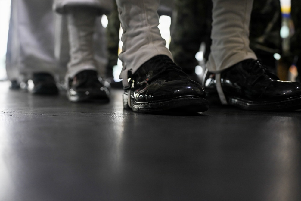 U.S. Navy Sailors Conduct Honor Guard Drill Training