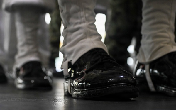 U.S. Navy Sailors Conduct Honor Guard Drill Training