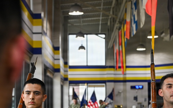 U.S. Navy Sailors Conduct Honor Guard Drill Training