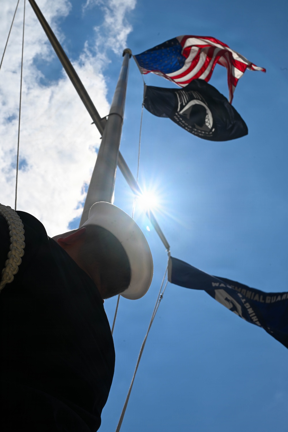U.S. Navy Sailors Conduct Honor Guard Drill Training