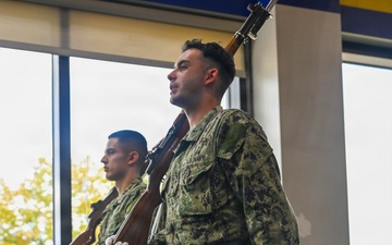 U.S. Navy Sailors Conduct Honor Guard Drill Training