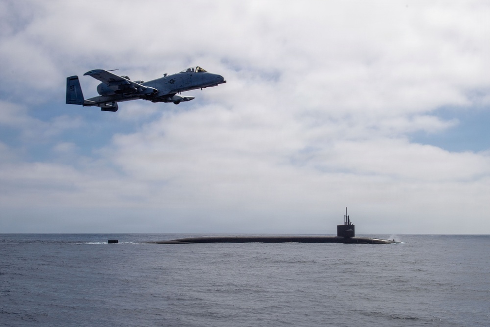 USAF A-10 Thunderbolt II Escorts USN Ohio-class SSBN