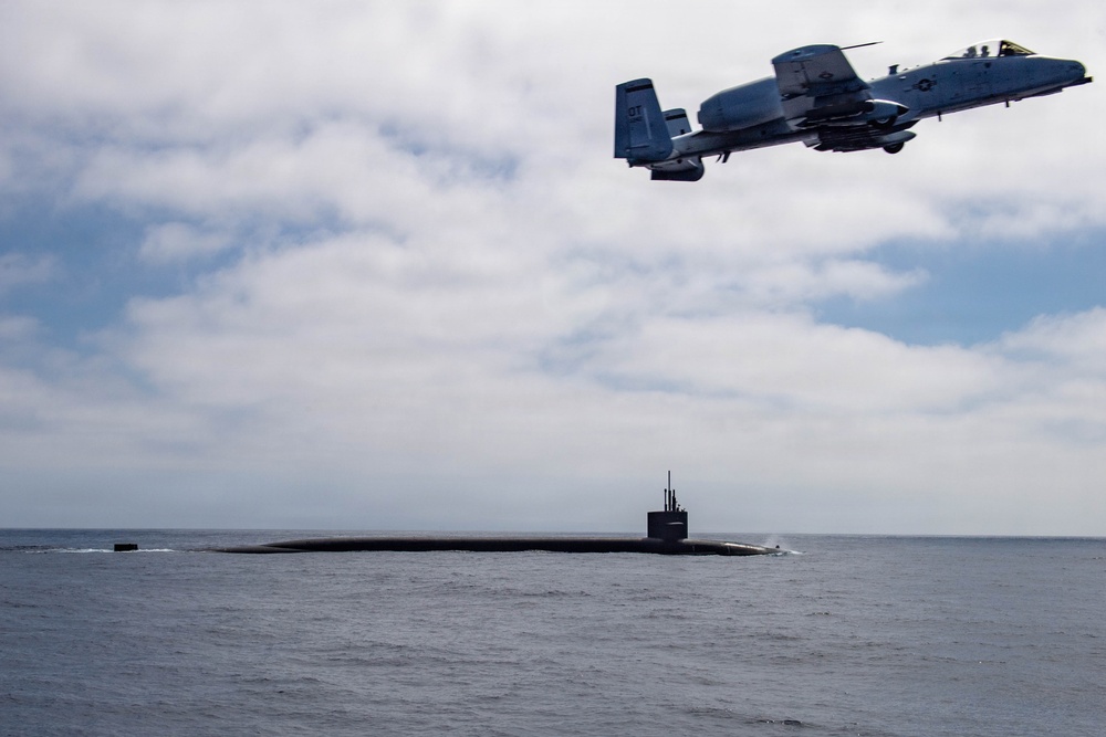 USAF A-10 Thunderbolt II Escorts USN Ohio-class SSBN