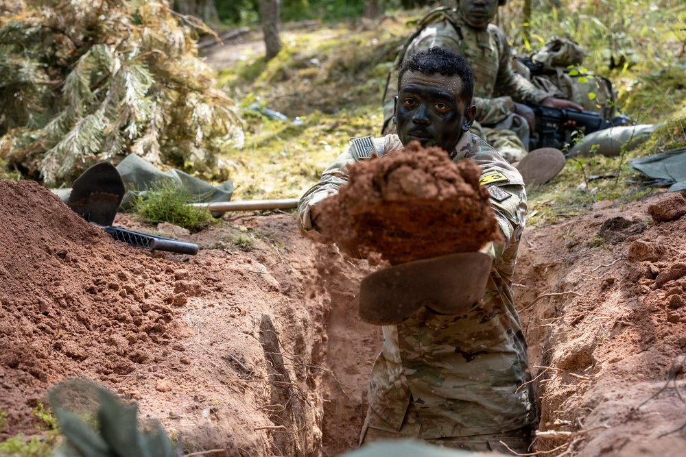 U.S. Army Europe and Africa Best Squads Construct Defensive Fighting Positions
