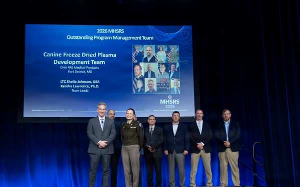 Defense Health Agency Team Secures Historic FDA Clearance for Canine Plasma, Wins MHSRS Program Management Award