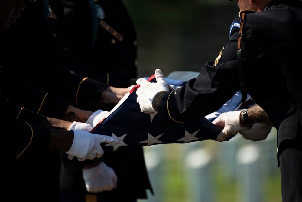 Full Military Funeral Honors with Escort are Conducted for U.S. Army Sgt. DeLoren Dellia Dage In Section 57