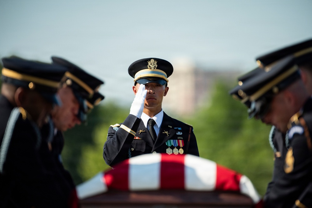 Full Military Funeral Honors with Escort are Conducted for U.S. Army Sgt. DeLoren Dellia Dage In Section 57
