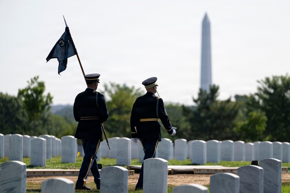 Full Military Funeral Honors with Escort are Conducted for U.S. Army Sgt. DeLoren Dellia Dage In Section 57
