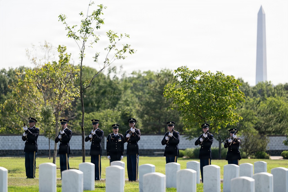 Full Military Funeral Honors with Escort are Conducted for U.S. Army Sgt. DeLoren Dellia Dage In Section 57