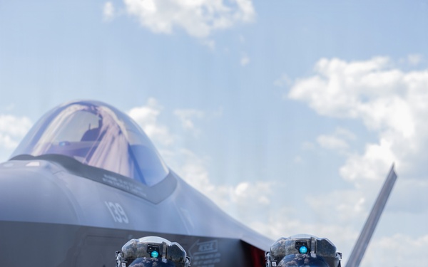 VMFA-115 takes off for their first flight with F-35C Lightning II