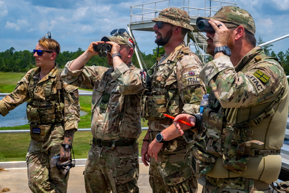 U.S. Air Force and U.K. Joint Terminal Attack Controllers (JTAC) work together in exercise