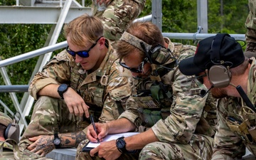 U.S. Air Force and U.K. Joint Terminal Attack Controllers (JTAC) work together in exercise