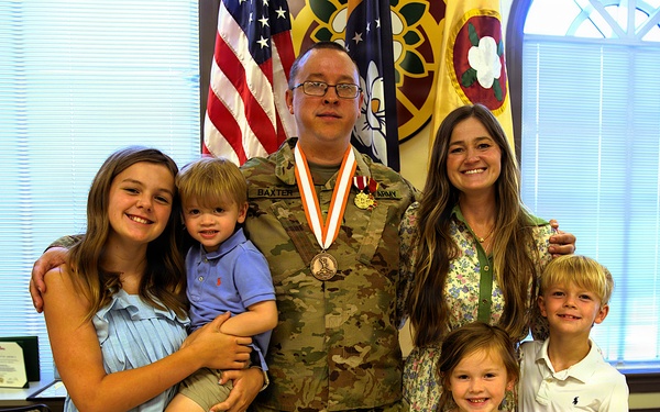 U.S. Army Lt. Col. Charles Baxter, 184th Expeditionary Sustainment Command (ESC), Mississippi Army National Guard, retires after 24 years of service